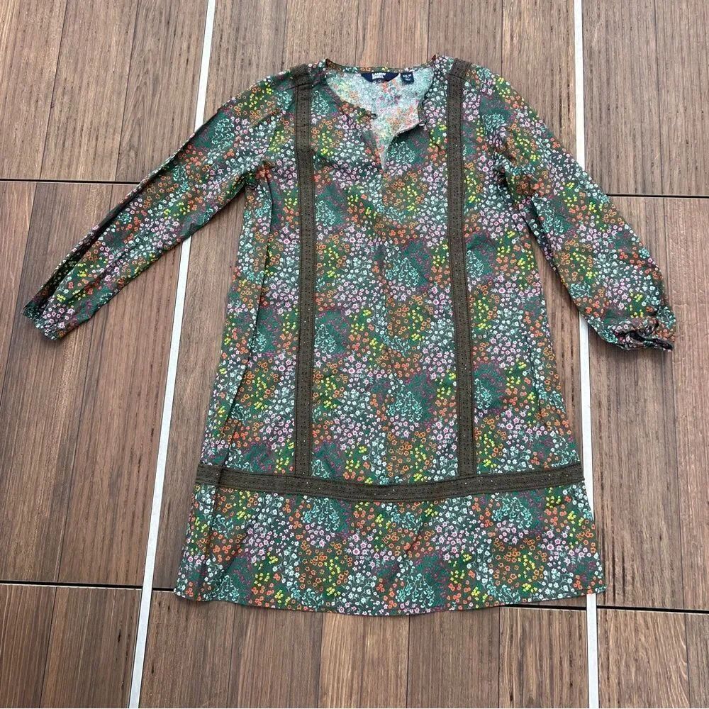 Lands’ End | Floral Detailed Tunic Dress | Size: XS PETITE  | Color: Green